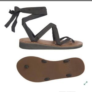 Sseko designs brown leather ribbon sandal
